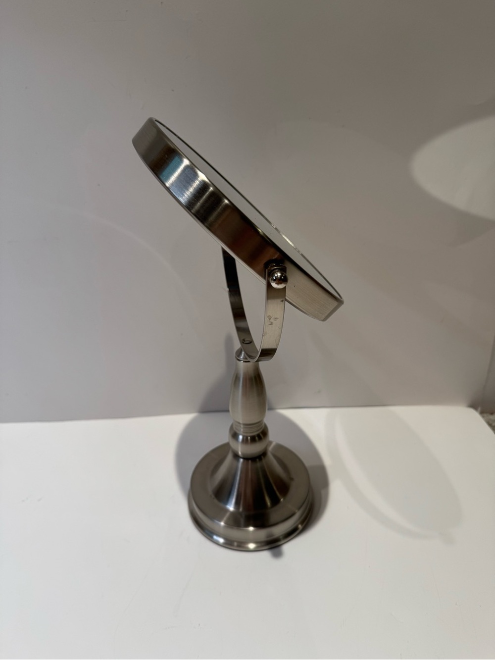 Brushed Nickel Tabletop Vanity Mirror - Dual Sided - Picture 2 of 3